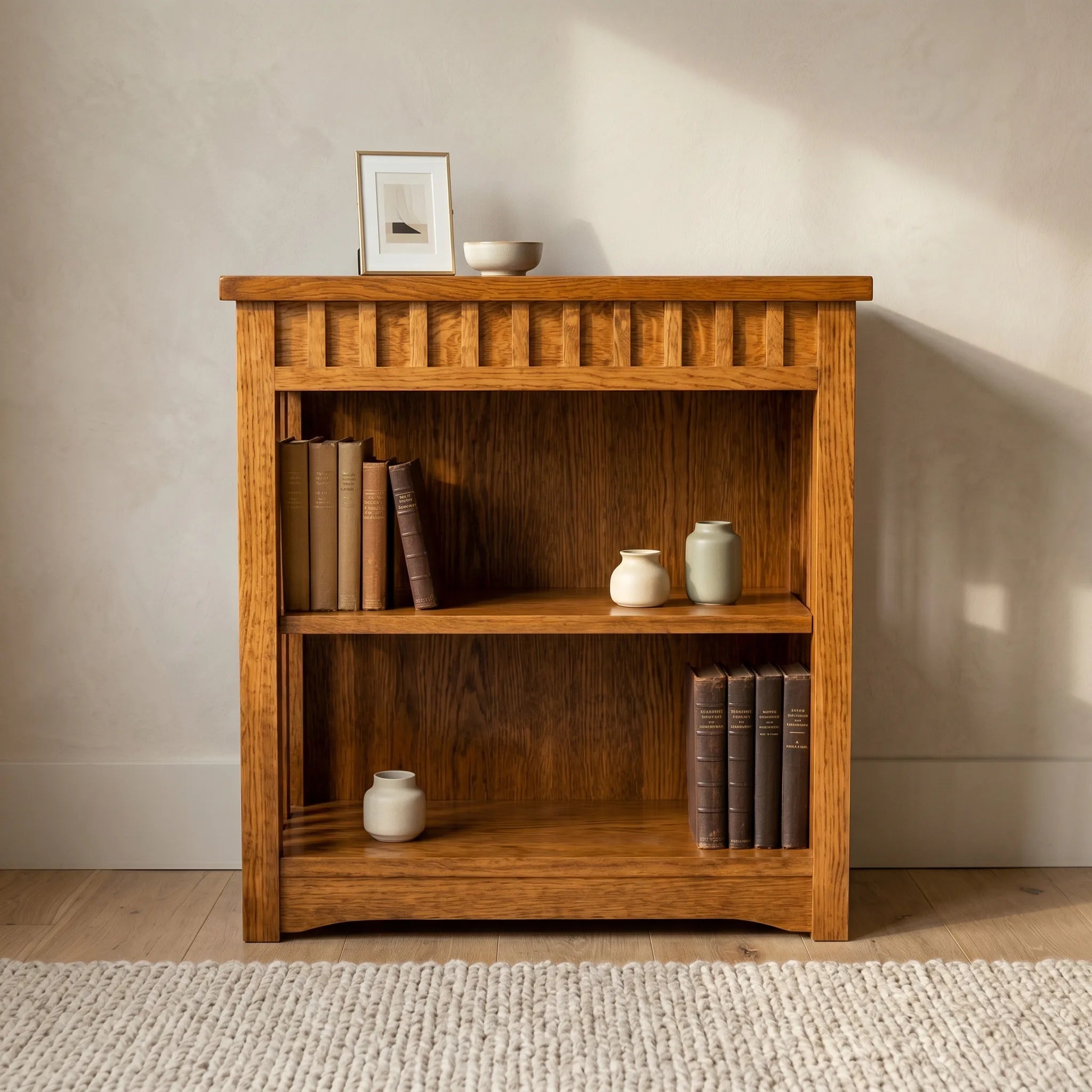 30" Bookcase - Solid Oak — front view