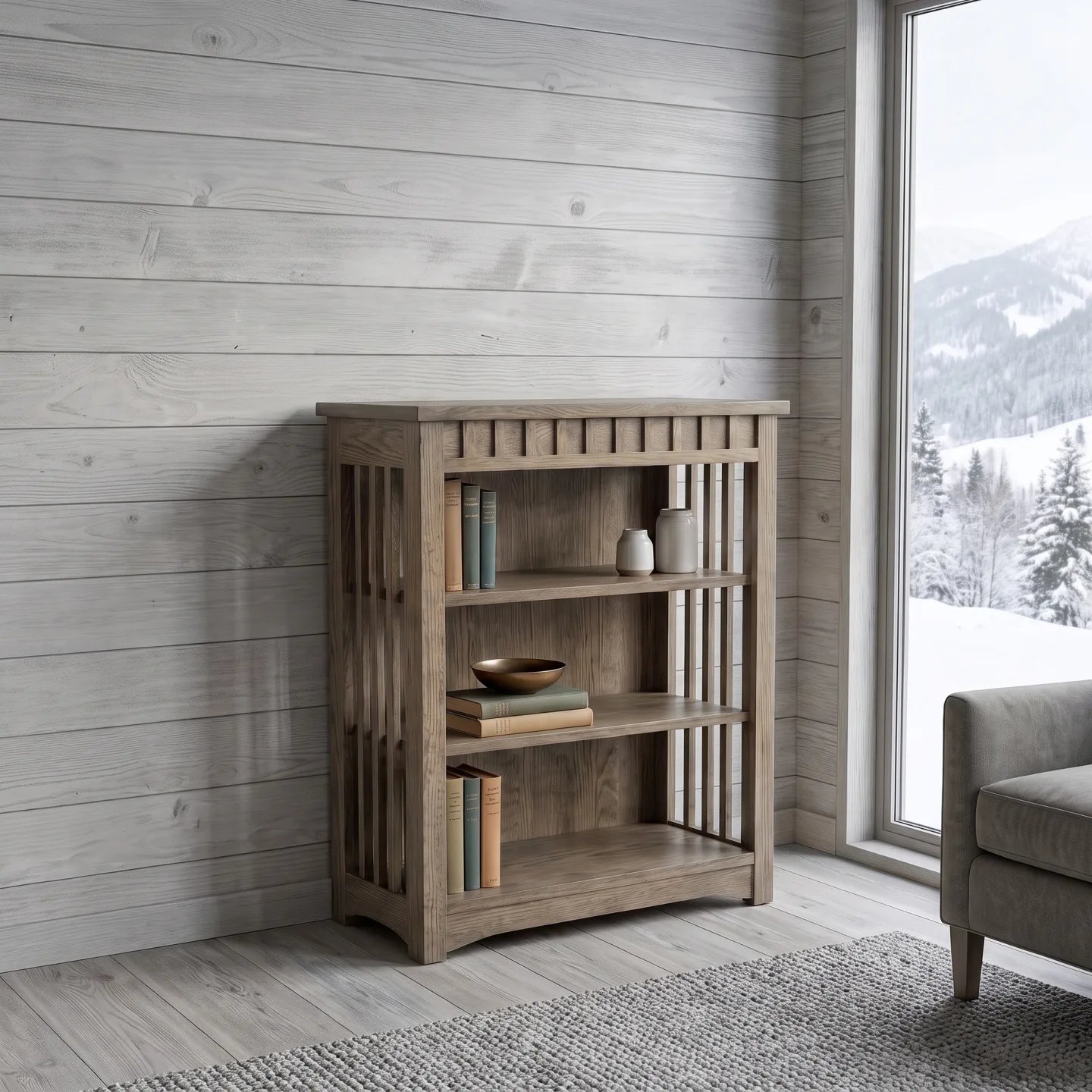 38" Bookcase - Stone Gray
