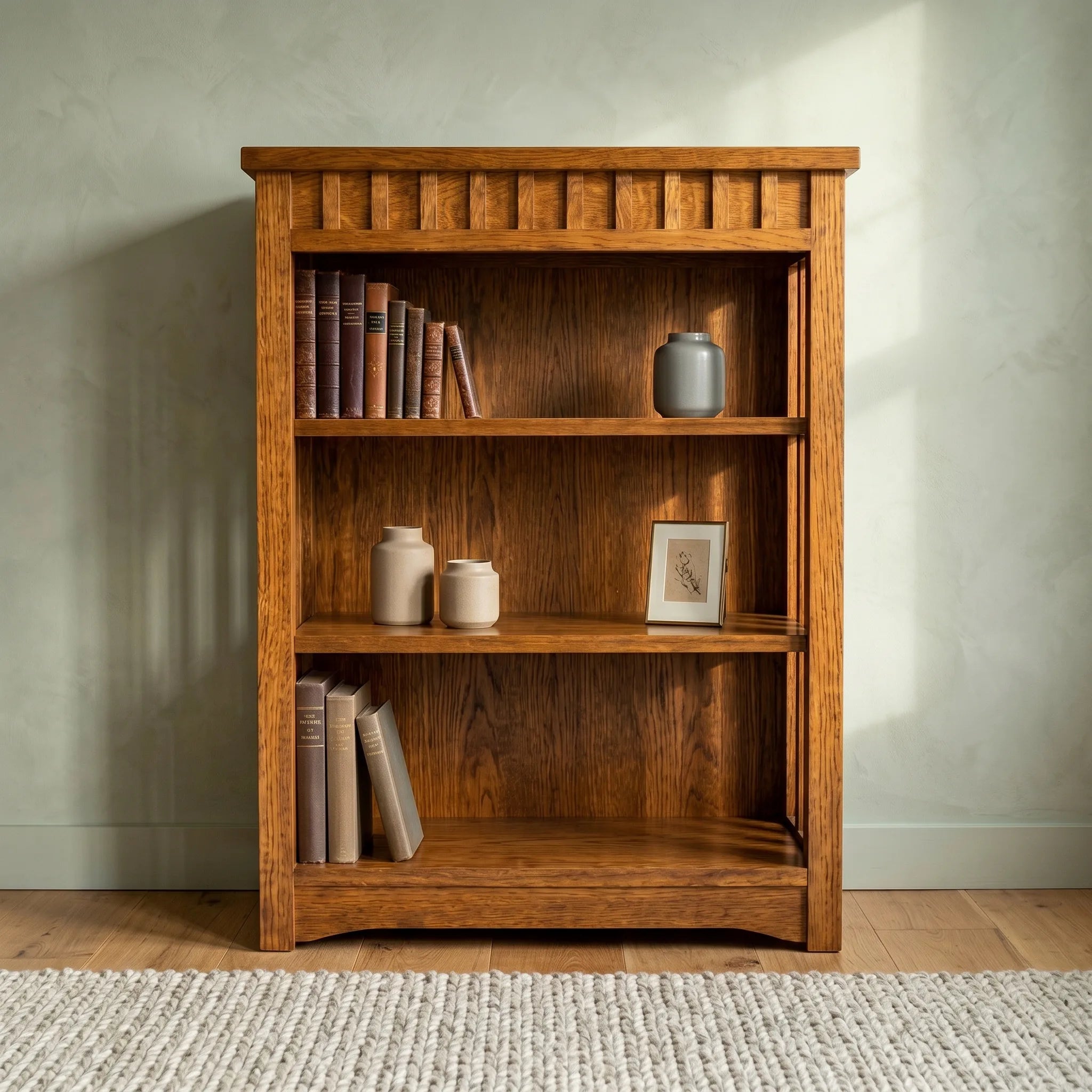 38" Bookcase - Solid Oak — front view
