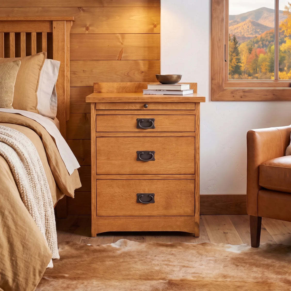 Mission 3-Drawer Tray Nightstand - Country