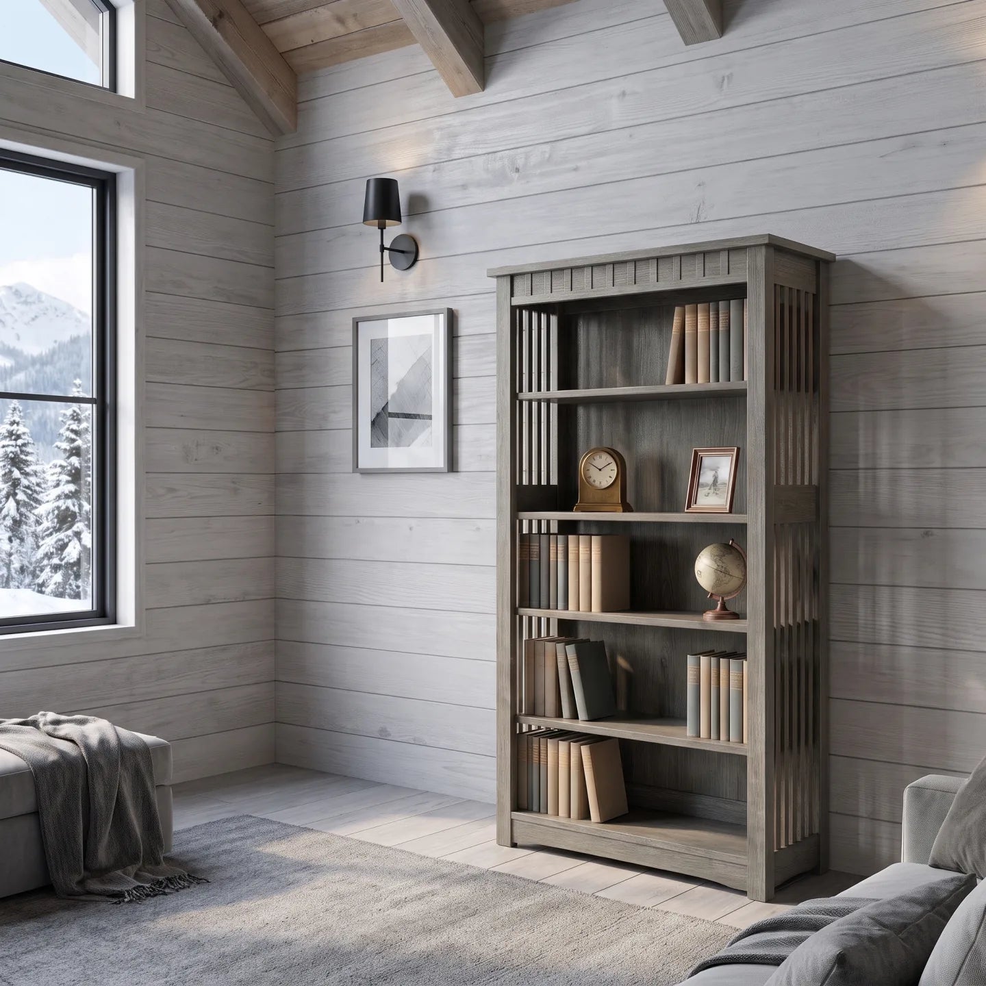 60" Bookcase - Stone Gray
