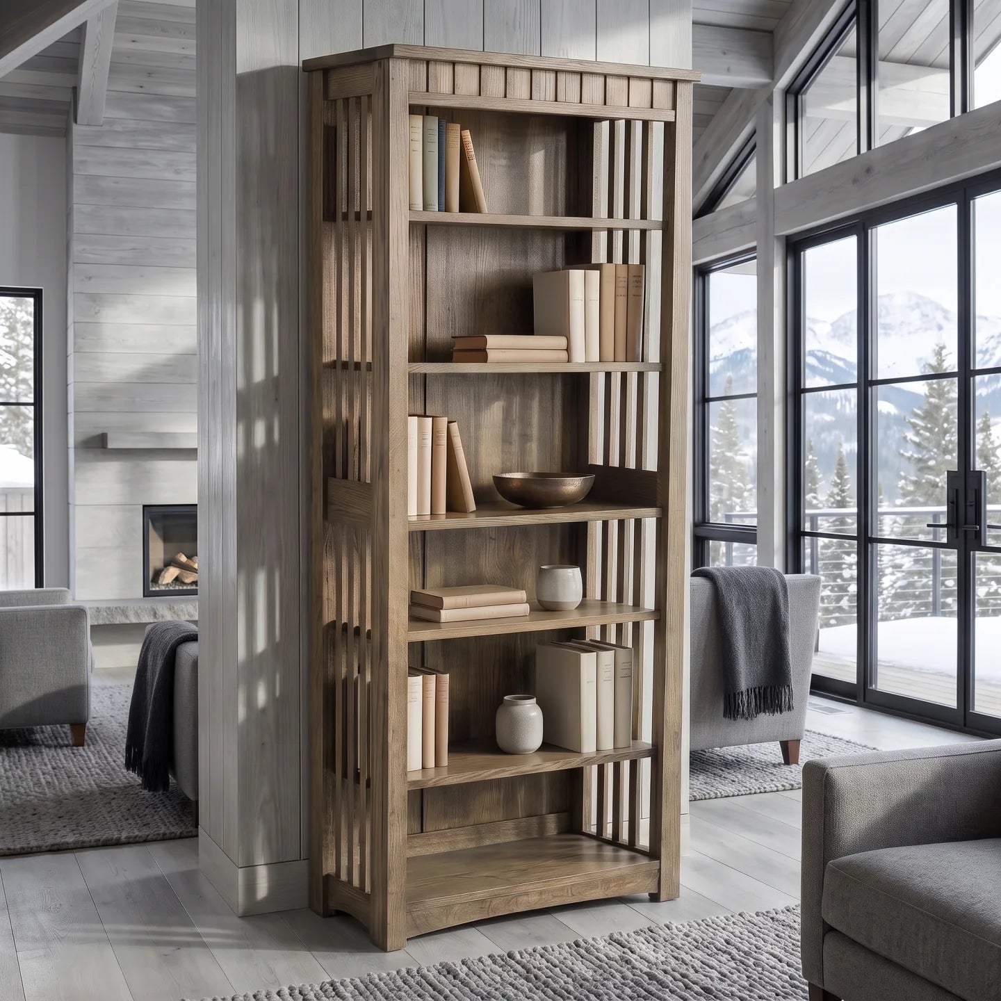 72" Bookcase - Stone Gray