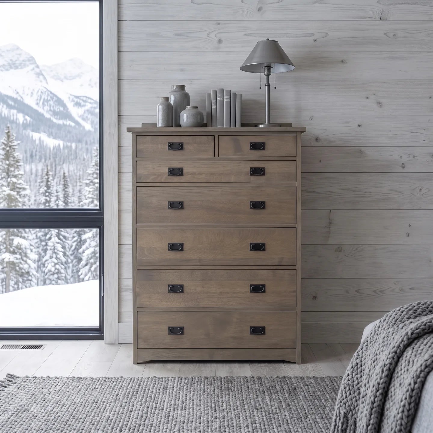 Mission 7-Drawer Bedroom Chest - Stone Gray