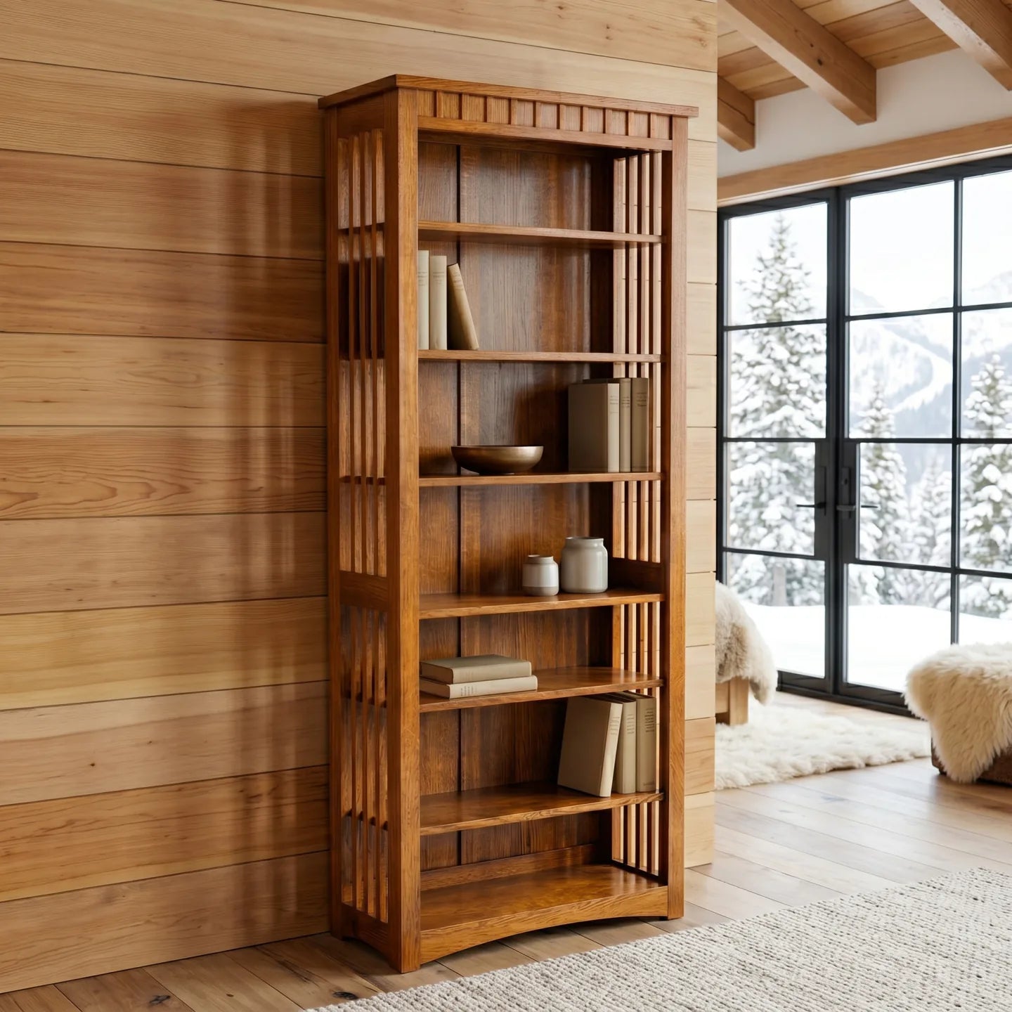 84" Bookcase - Antique Brown
