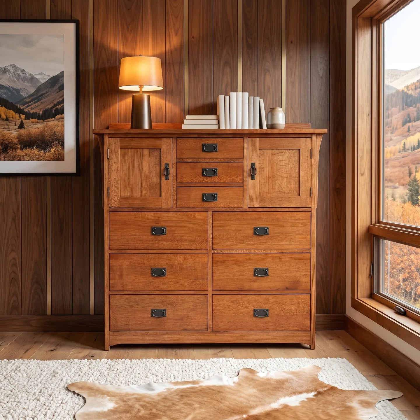 Mission 9-Drawer Bedroom Chest - Antique Brown