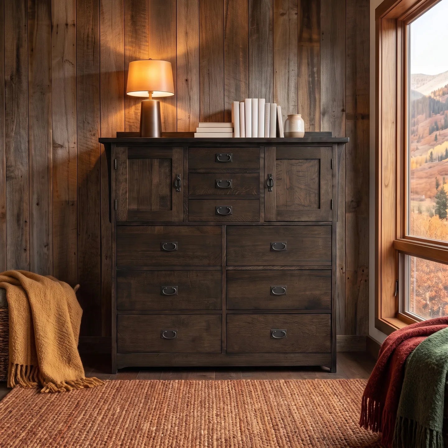 Mission 9-Drawer Bedroom Chest - Charcoal