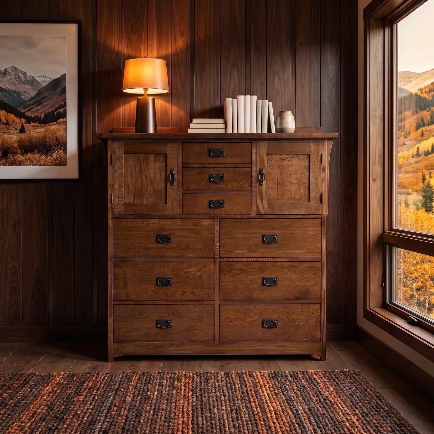Mission 9-Drawer Bedroom Chest - Walnut