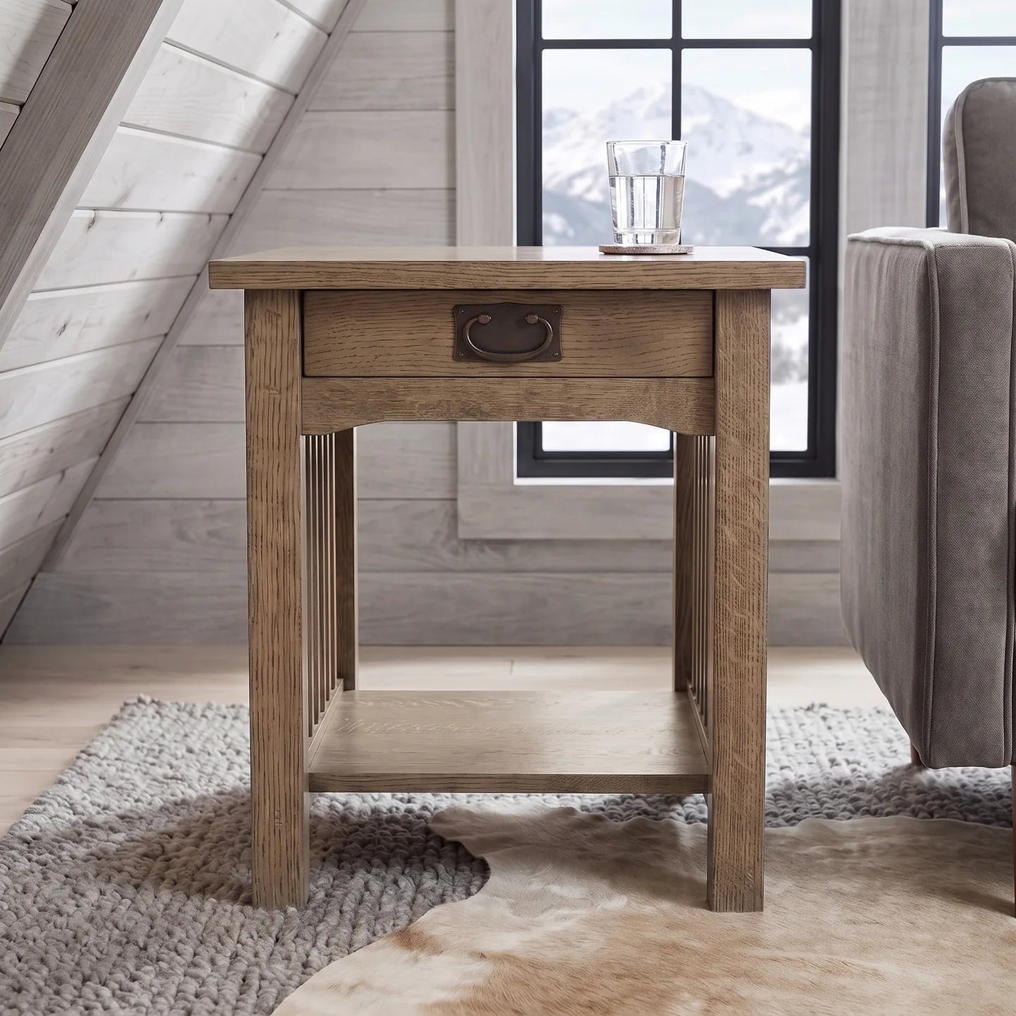 Mission End Table - Stone Gray