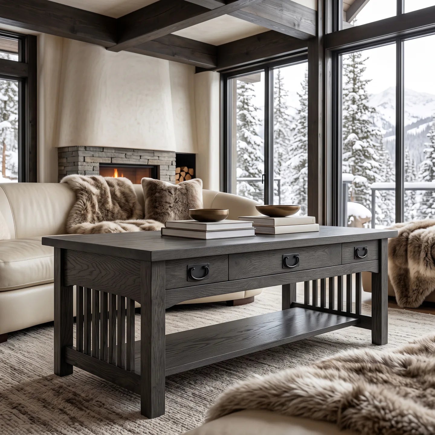 Mission Lift-Top Coffee Table - Charcoal
