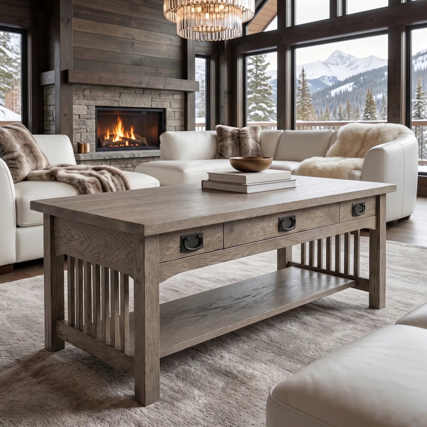 Mission Lift-Top Coffee Table - Stone Gray