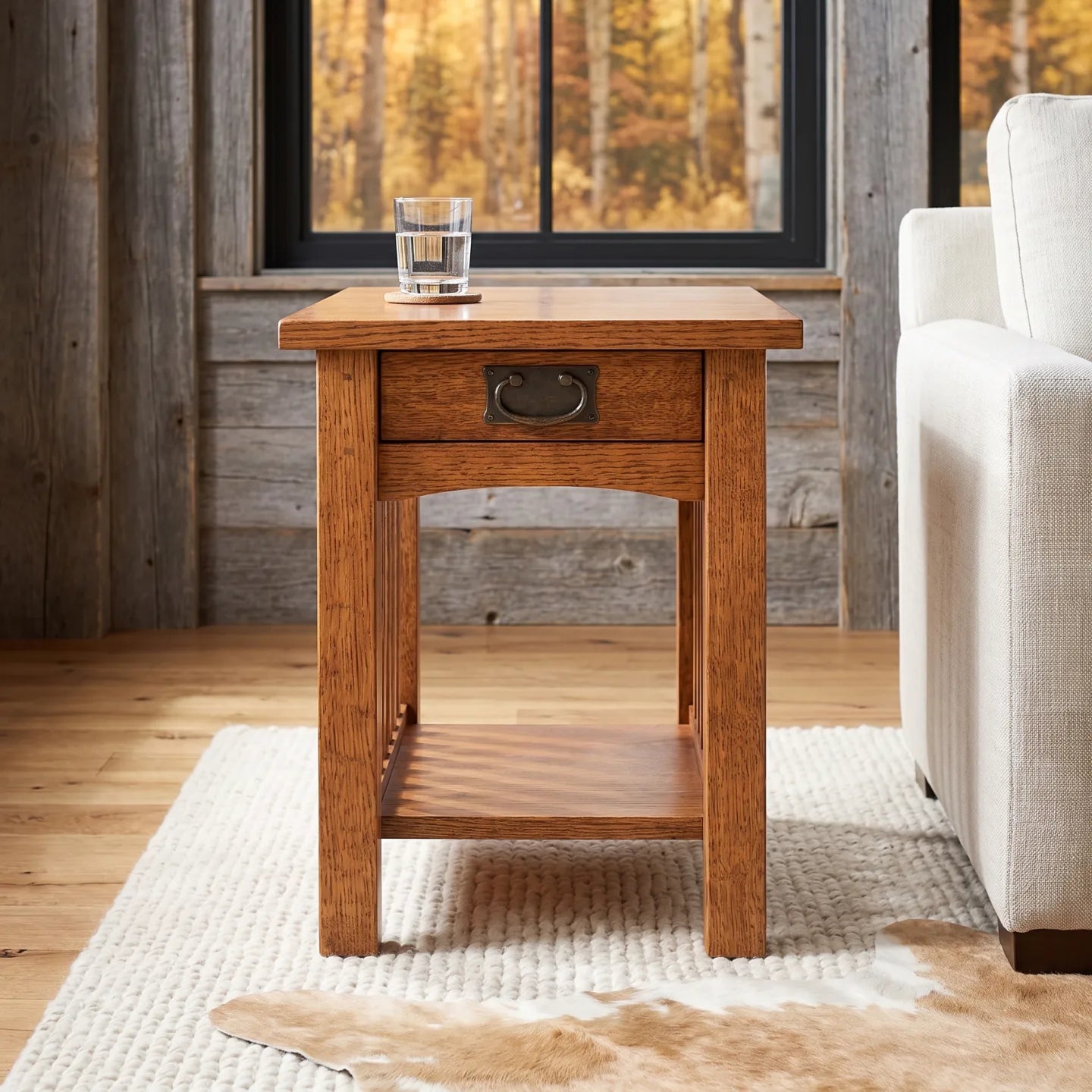 Mission Spacesaver End Table - Antique Brown