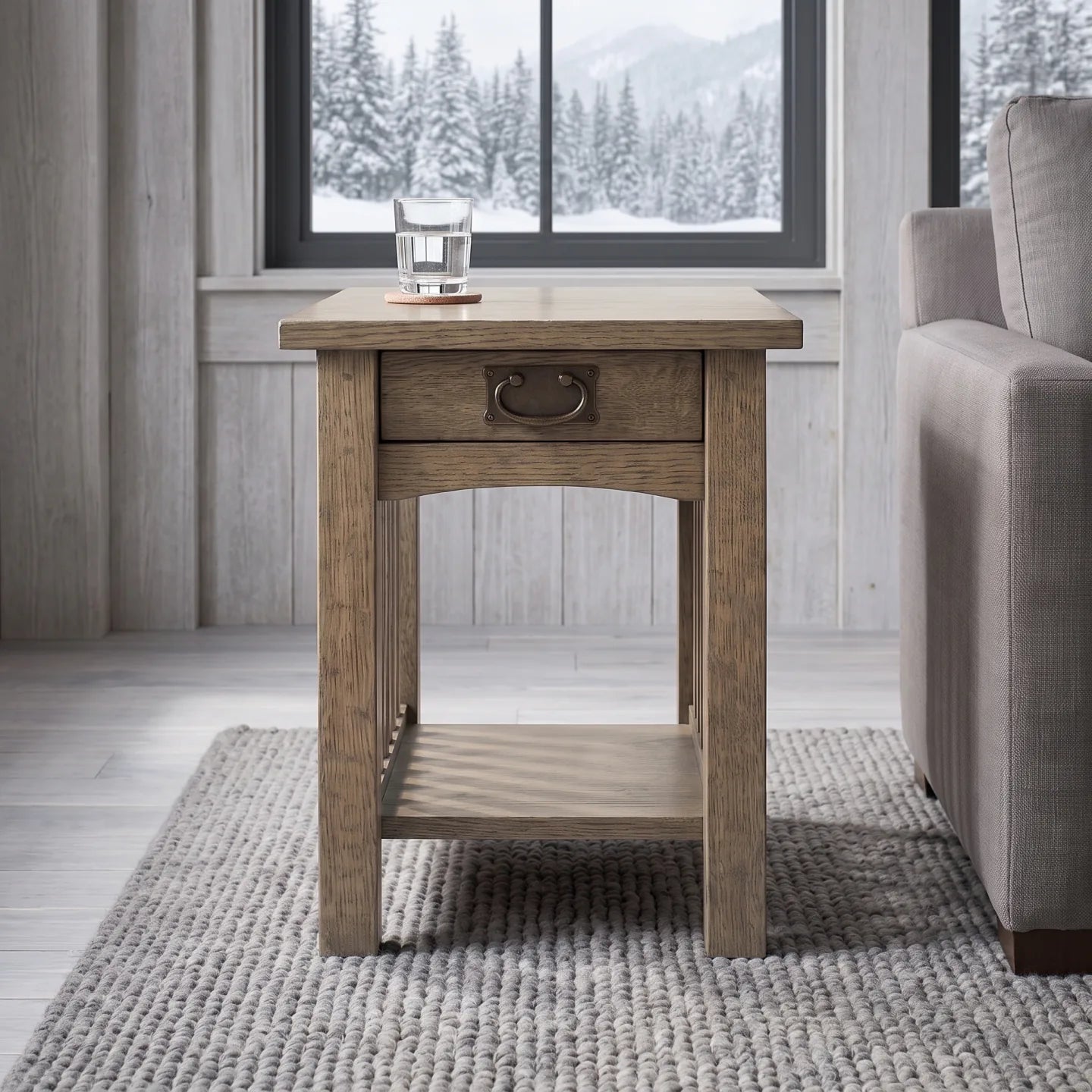 Mission Spacesaver End Table - Stone Gray