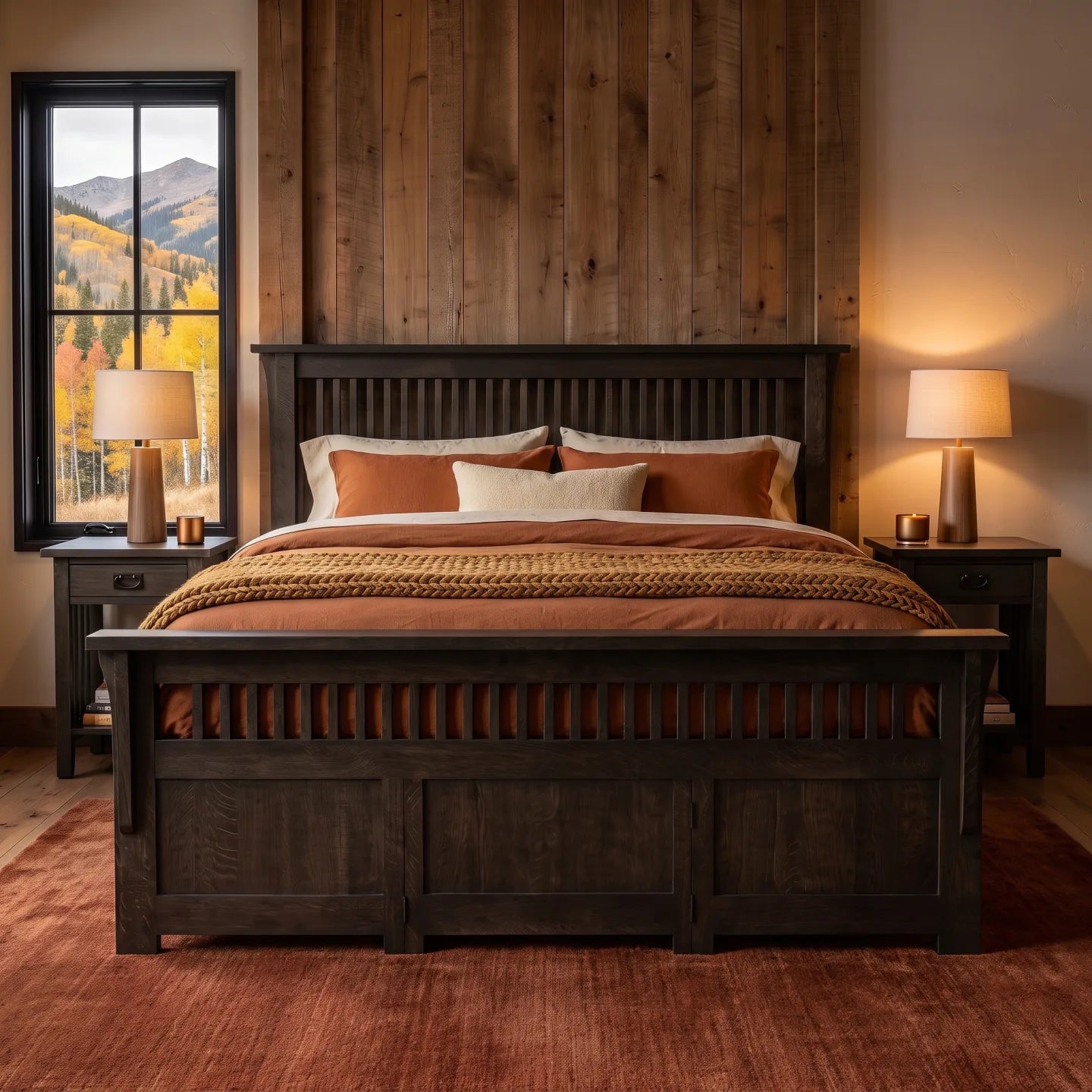 Queen Spindle Platform Bed Frame - Charcoal