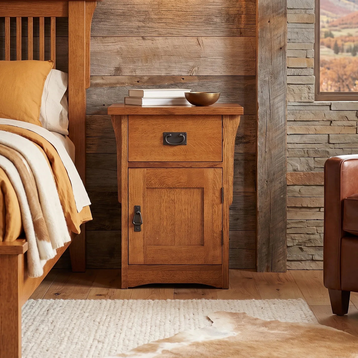 Mission Storage Nightstand - Antique Brown