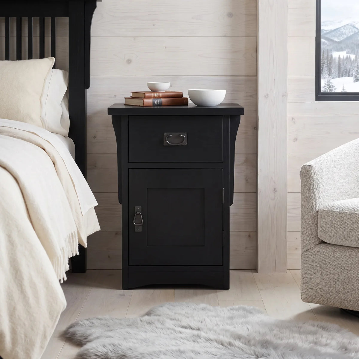 Mission Storage Nightstand - Black