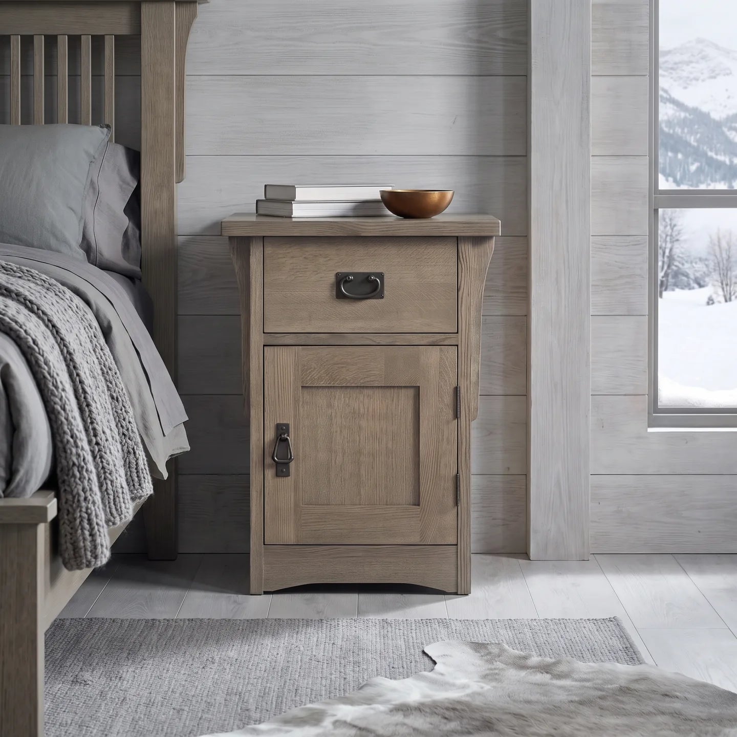Mission Storage Nightstand - Stone Gray