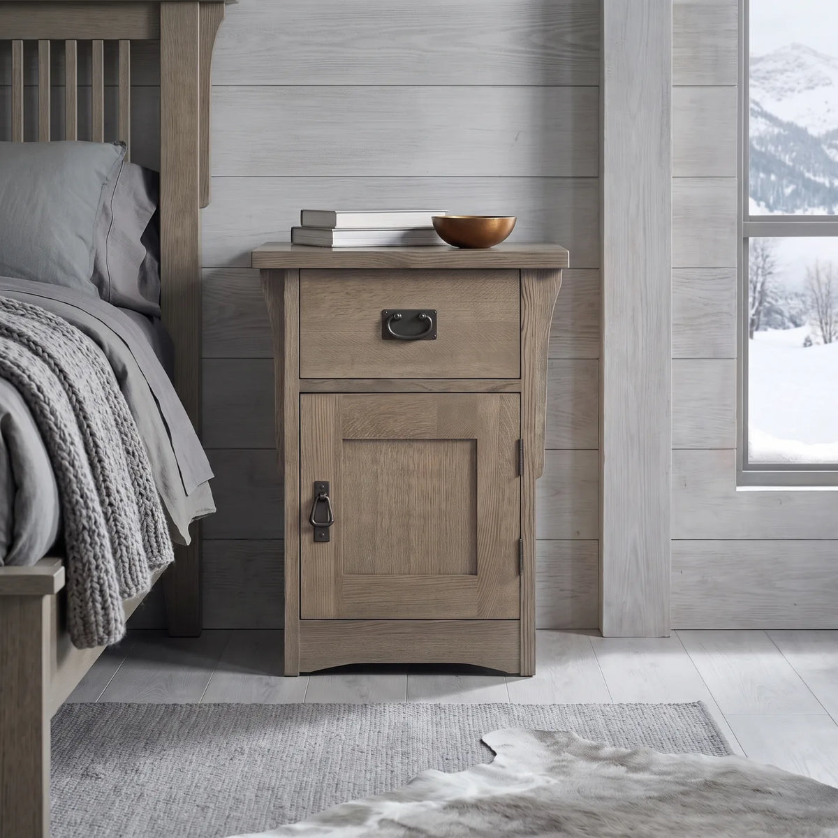 Mission Storage Nightstand - Stone Gray