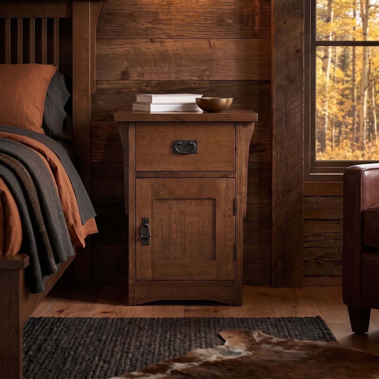 Mission Storage Nightstand - Walnut