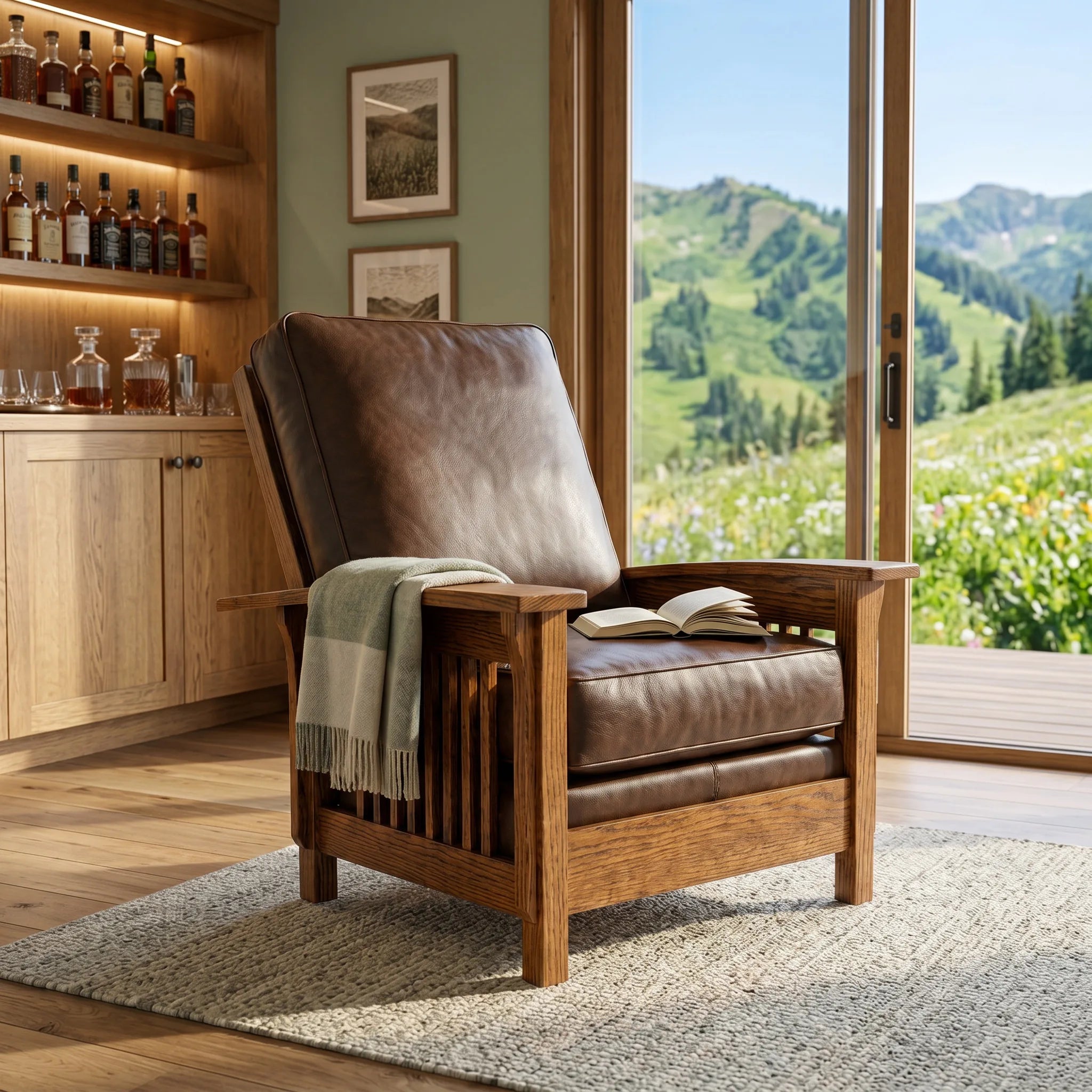 Morris Armchair - Solid Oak — front view