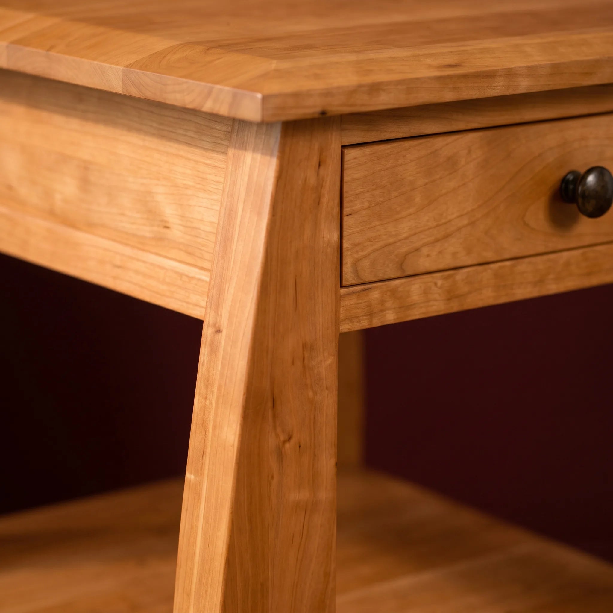 African Inlay End Table - Solid Cherry — close-up detail