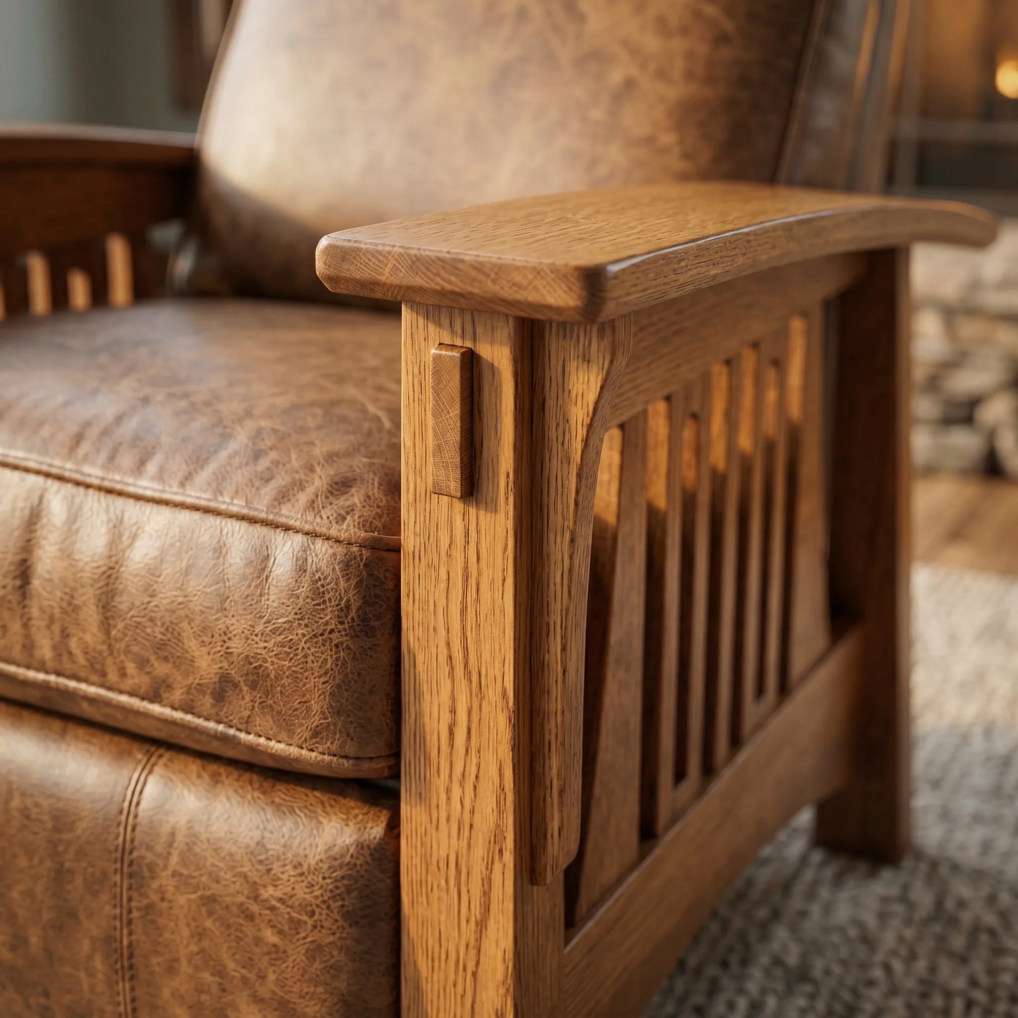 Bungalow Solid Oak Recliner — close-up detail
