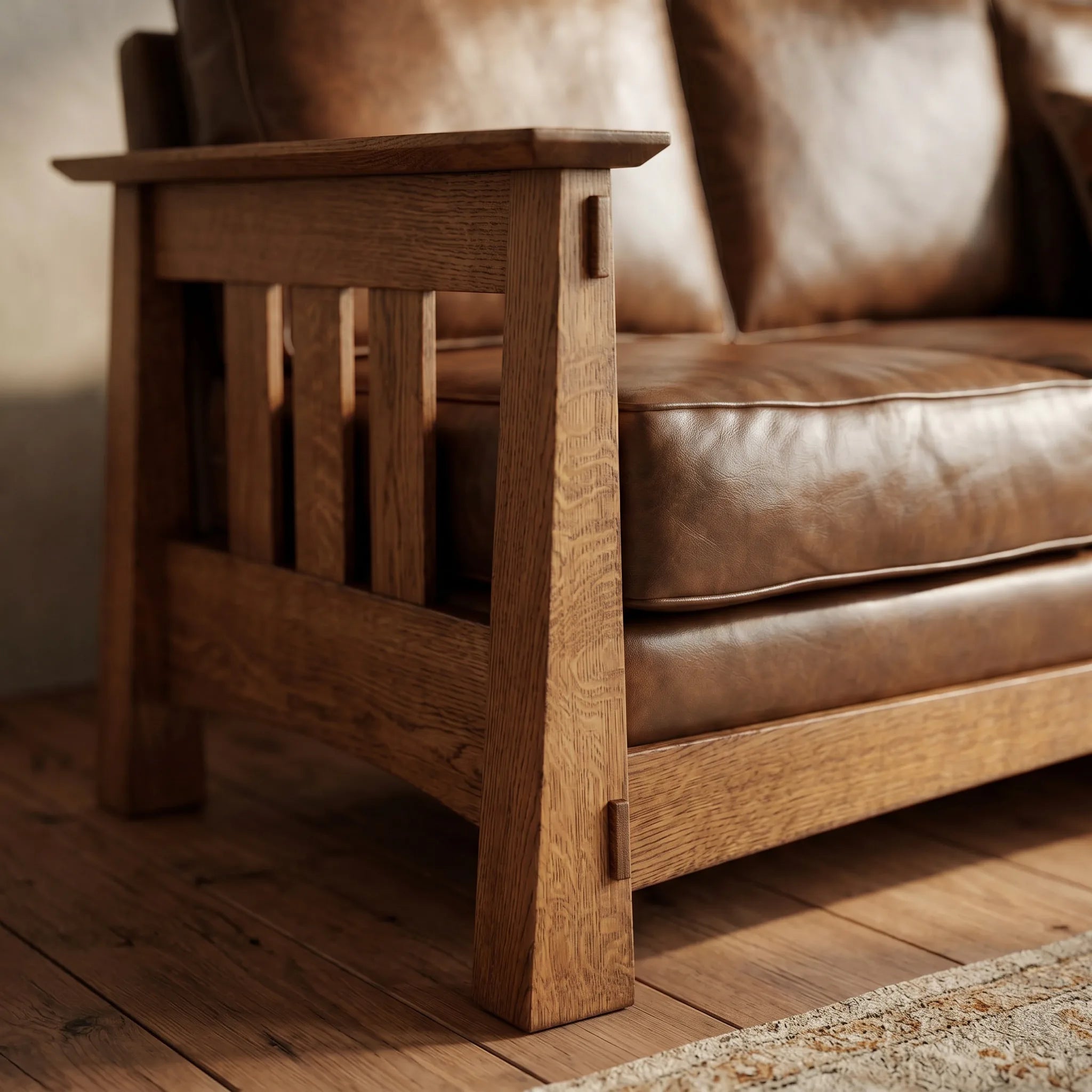 Bungalow Solid Oak Sofa — close-up detail