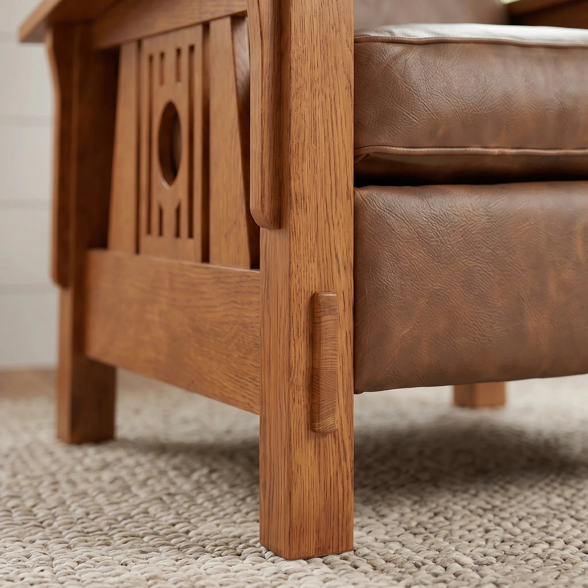 Medallion Farmhouse Recliner — close-up detail