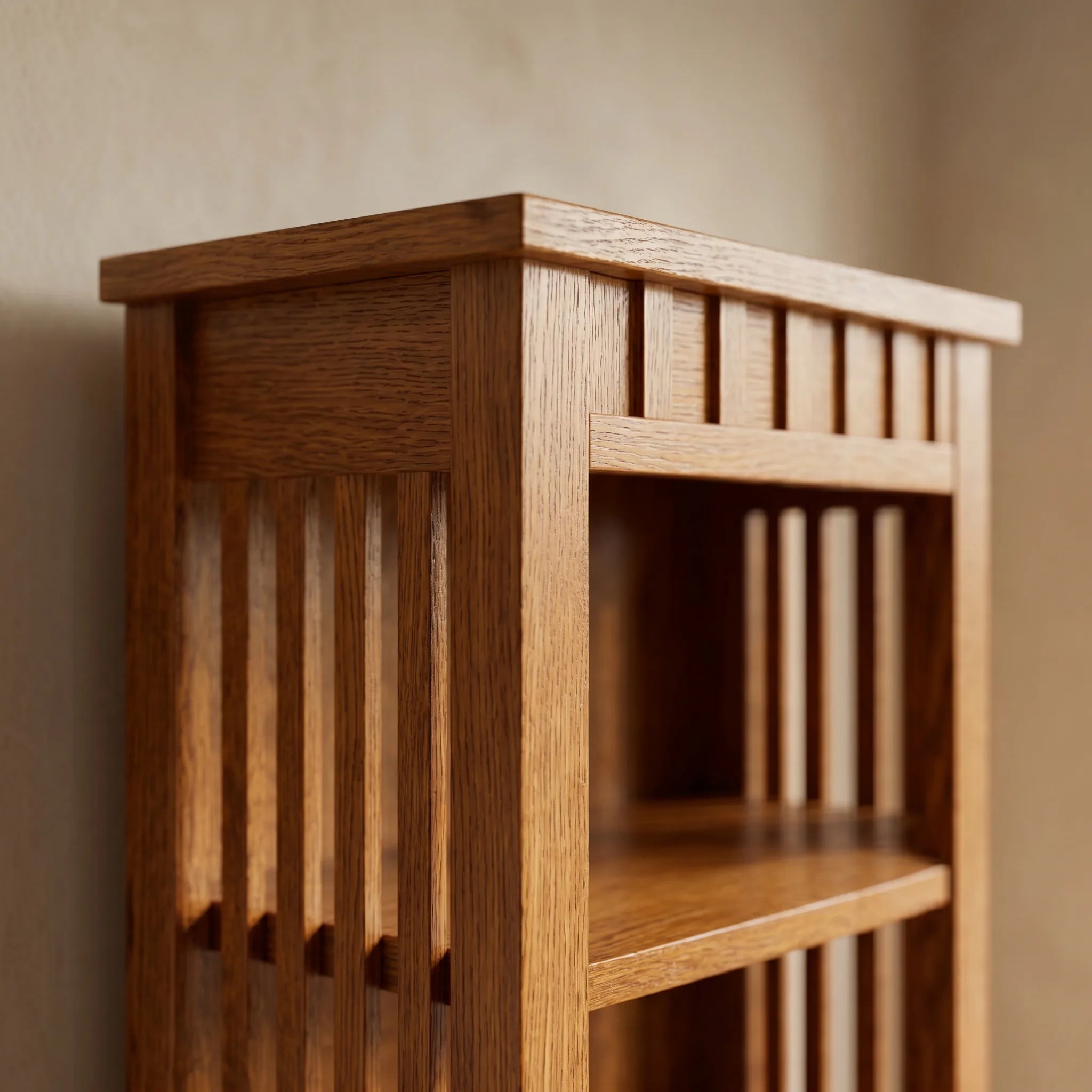 60" Bookcase - Solid Oak — close-up detail