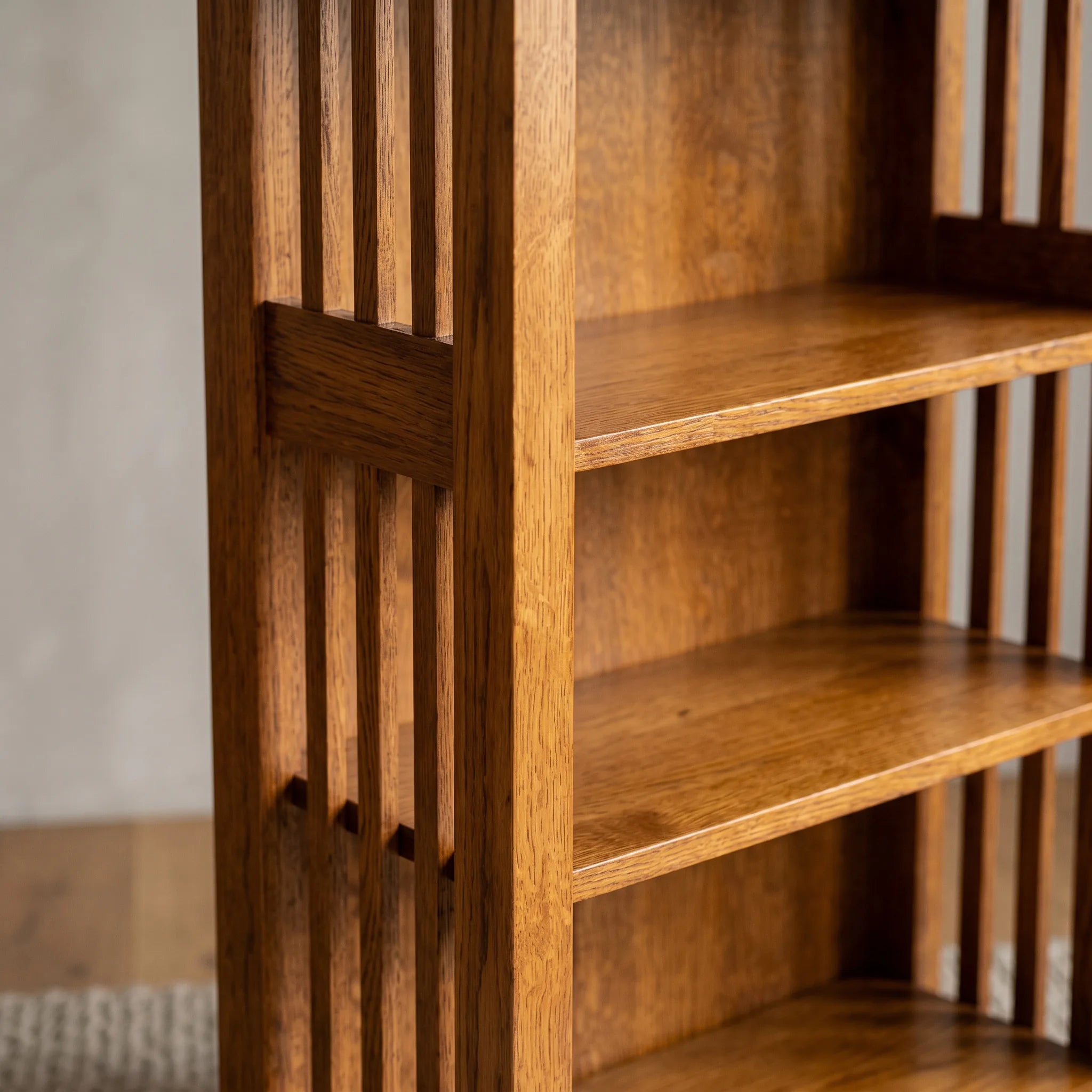 72" Bookcase - Solid Oak — close-up detail