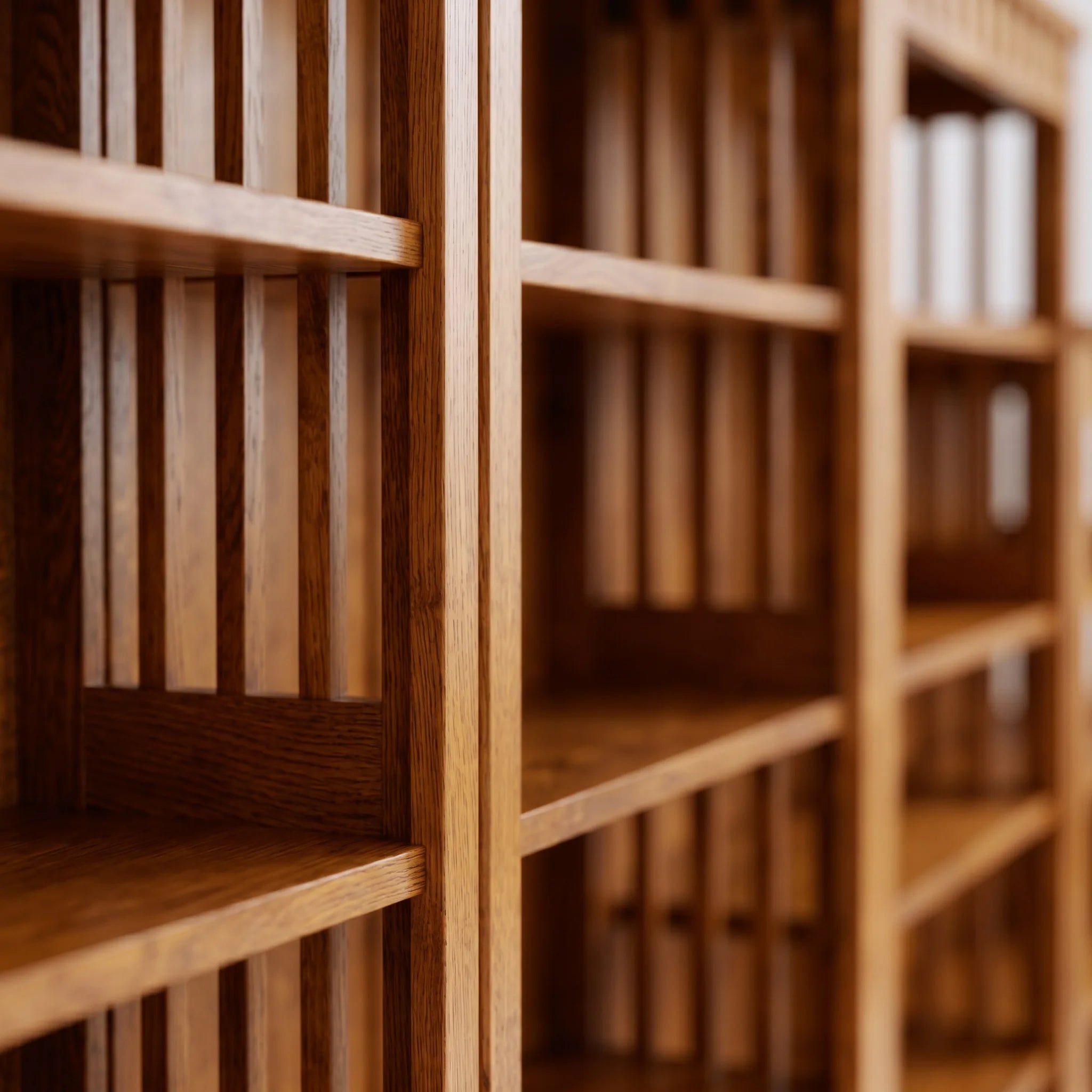 84" Bookcase - Solid Oak — close-up detail