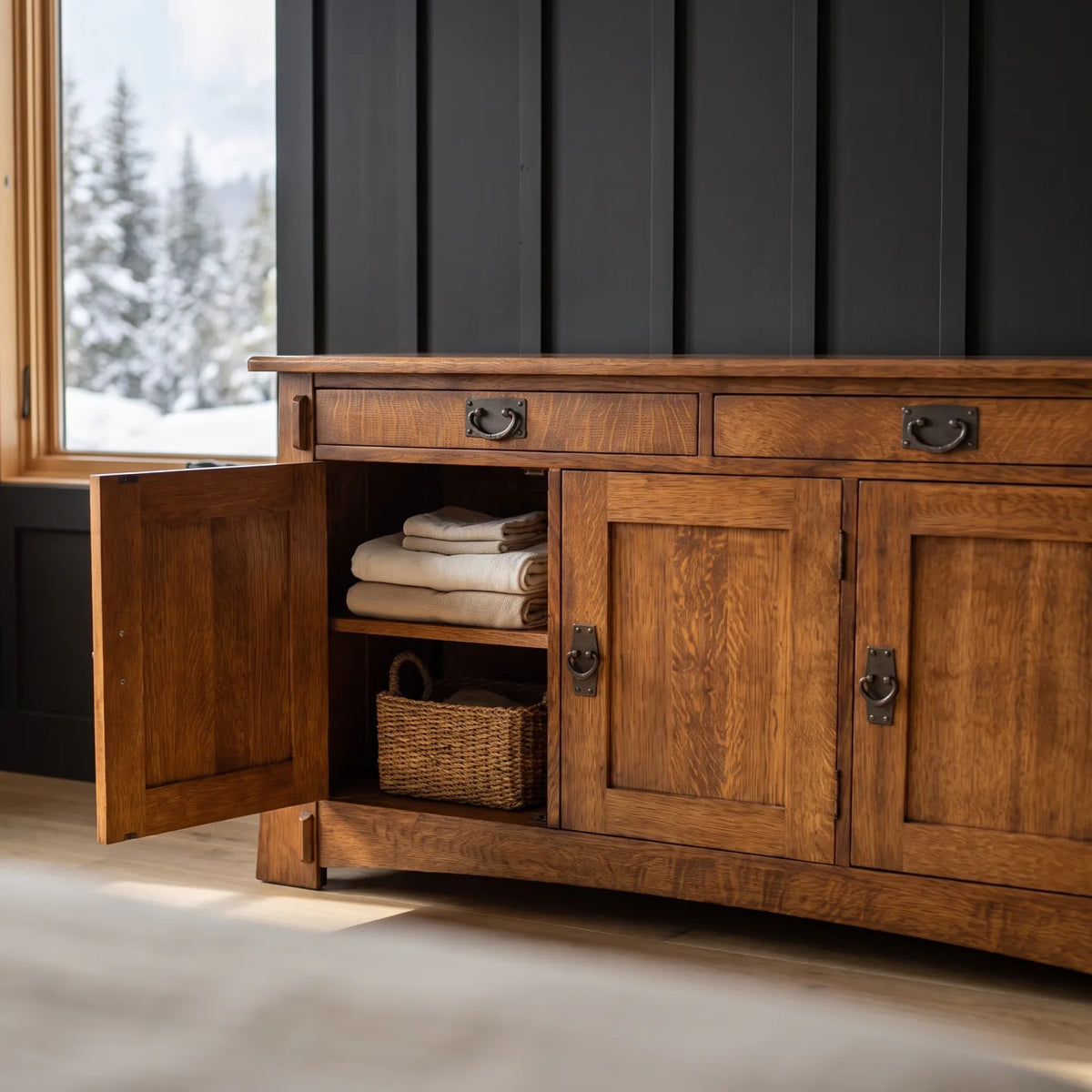 Bungalow 3-Door Console - Antique Brown