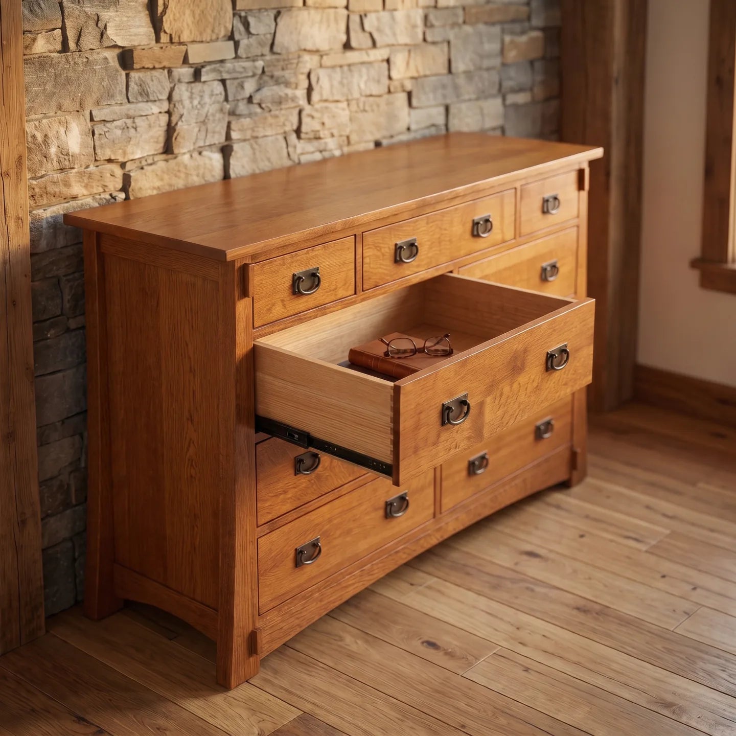 Bungalow 9-Drawer Dresser - Antique Brown