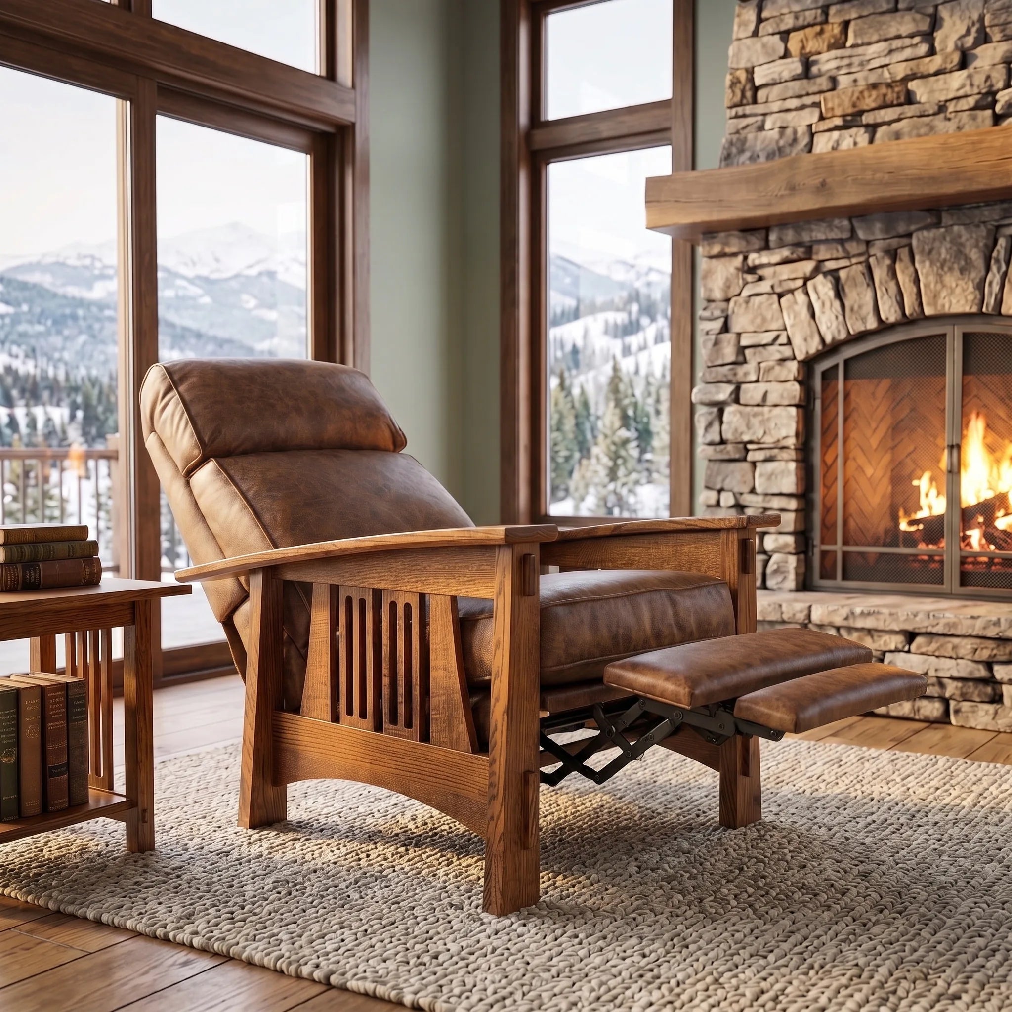Bungalow Solid Oak Recliner — detail view