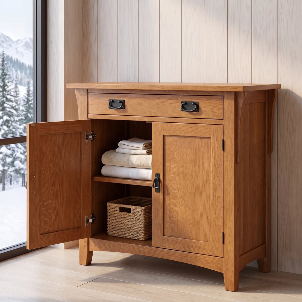 Mission 2-Door Console - Antique Brown