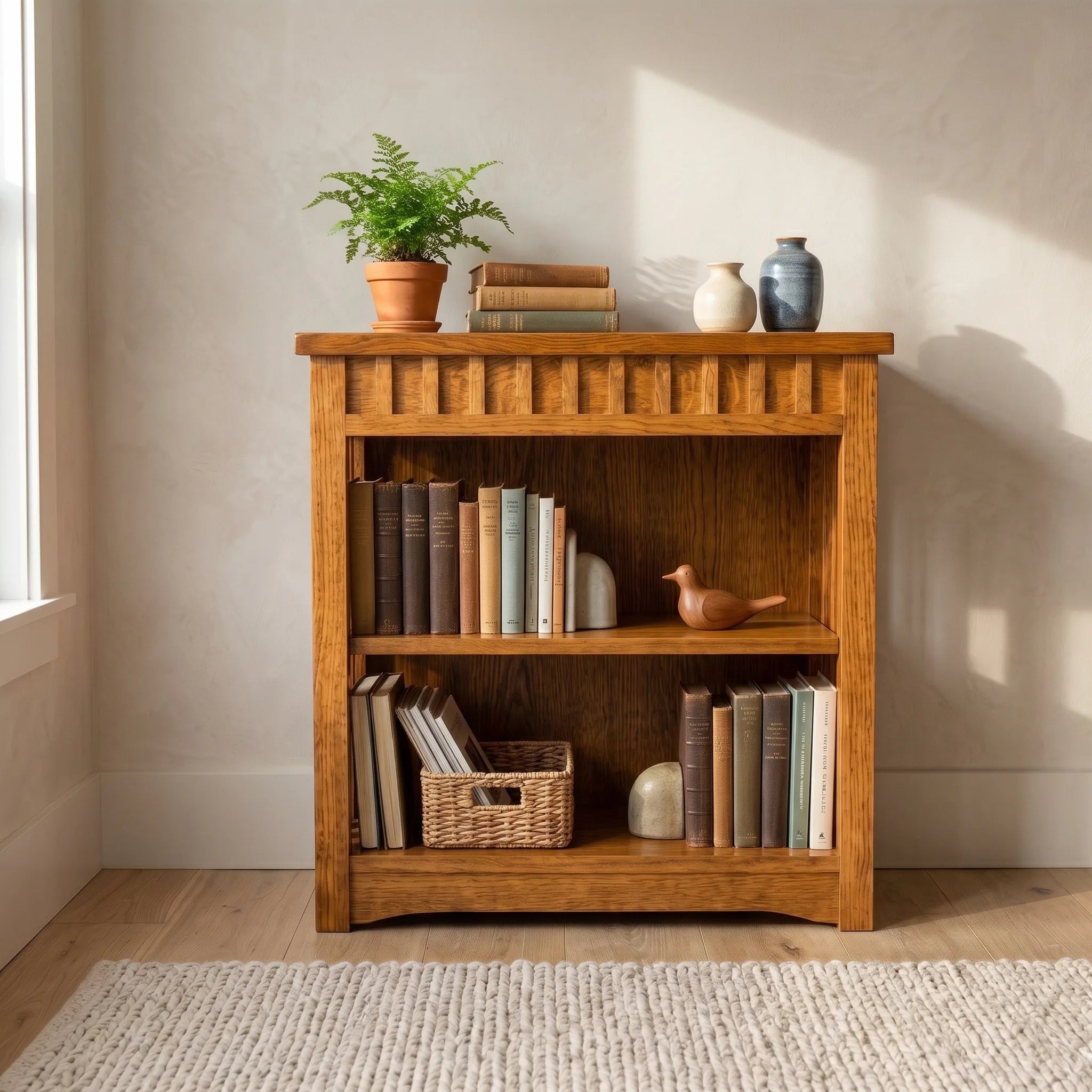 30" Bookcase - Solid Oak — detail view