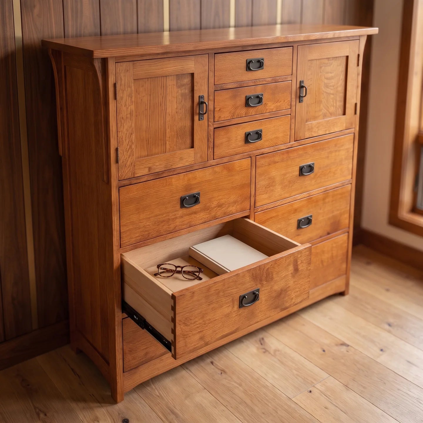 Mission 9-Drawer Bedroom Chest - Antique Brown