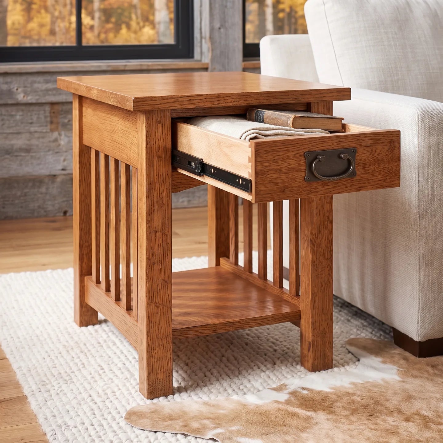 Mission Spacesaver End Table - Antique Brown