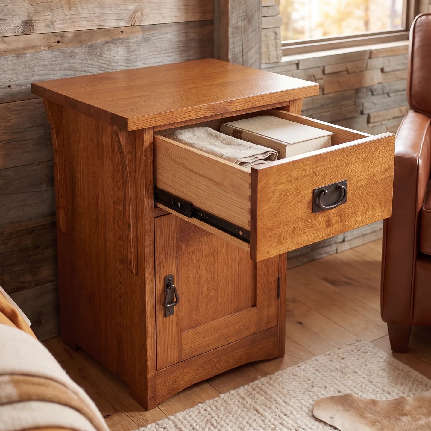 Mission Storage Nightstand - Antique Brown