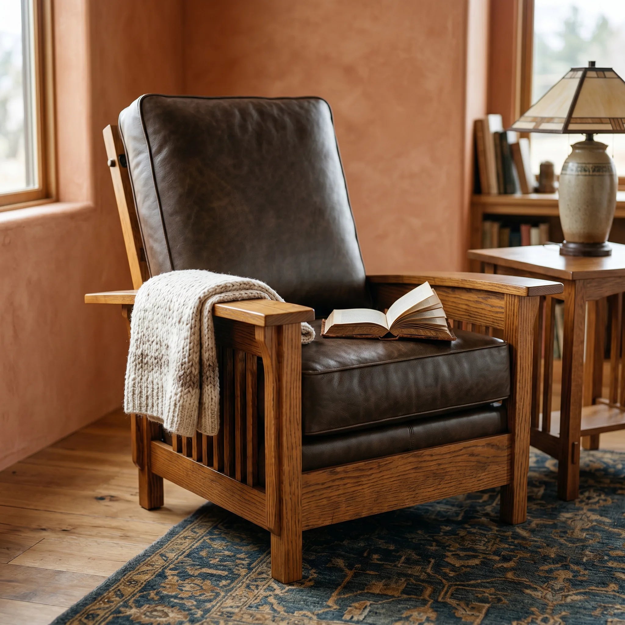 Morris Armchair - Solid Oak — detail view