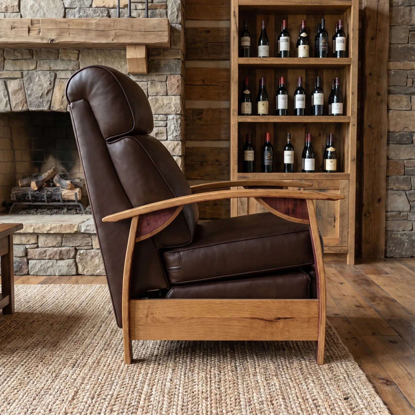 Wine Barrel Recliner - Texas Italian Leather - side view