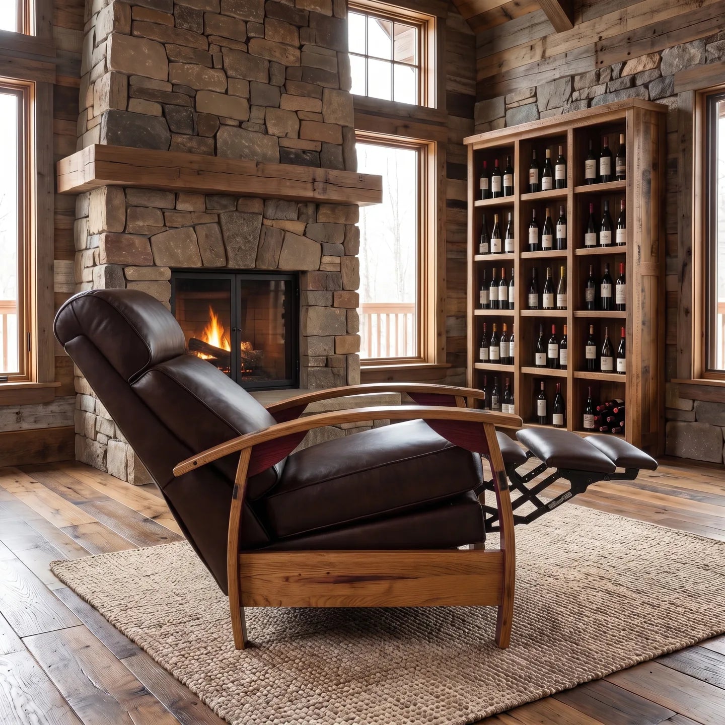 Wine Barrel Recliner - Texas Italian Leather - side view reclined
