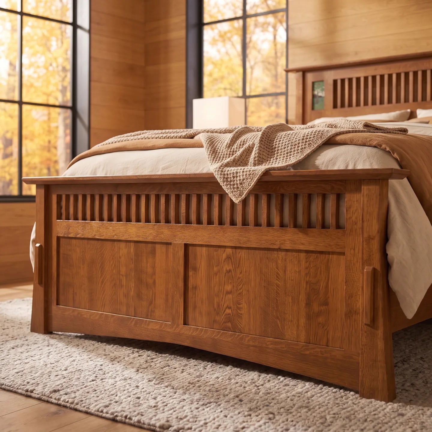 Mosaic Platform Bungalow Bed Frame - Antique Brown