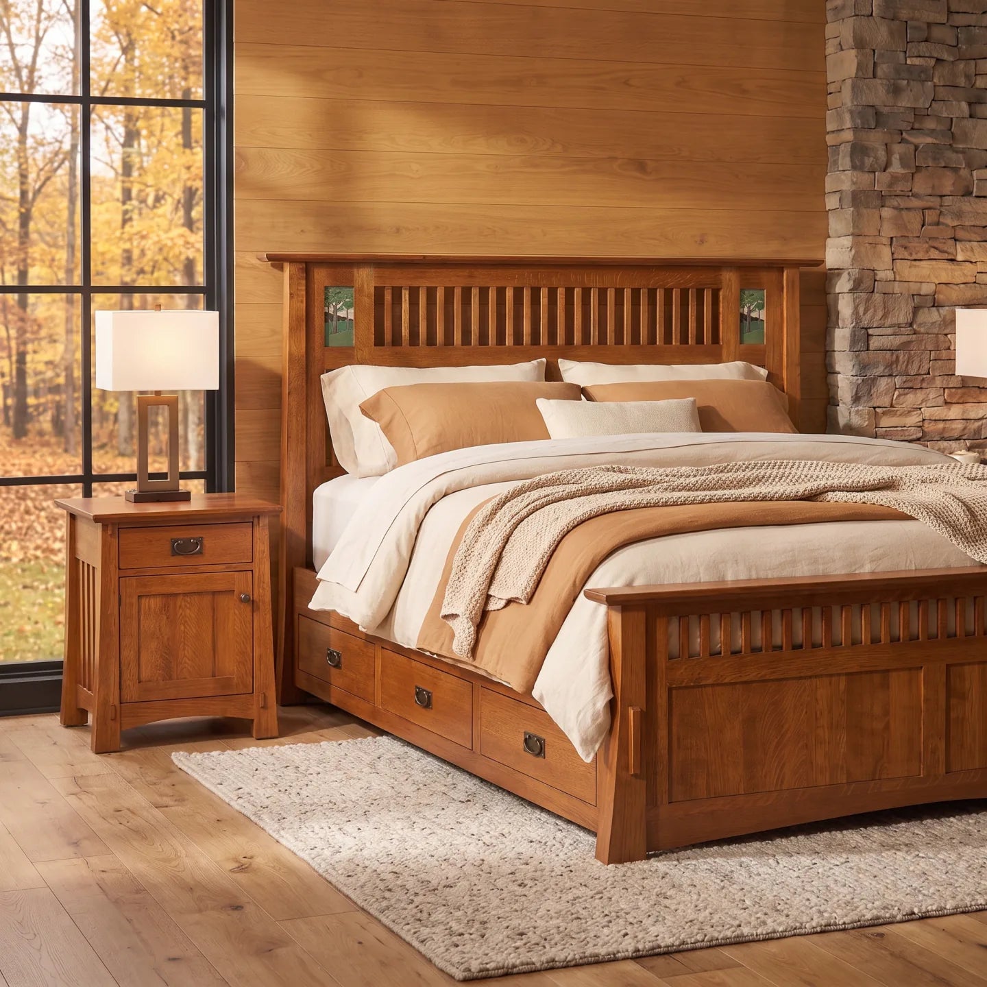 Queen Mosaic Platform Bungalow Bed Frame - Stone Gray