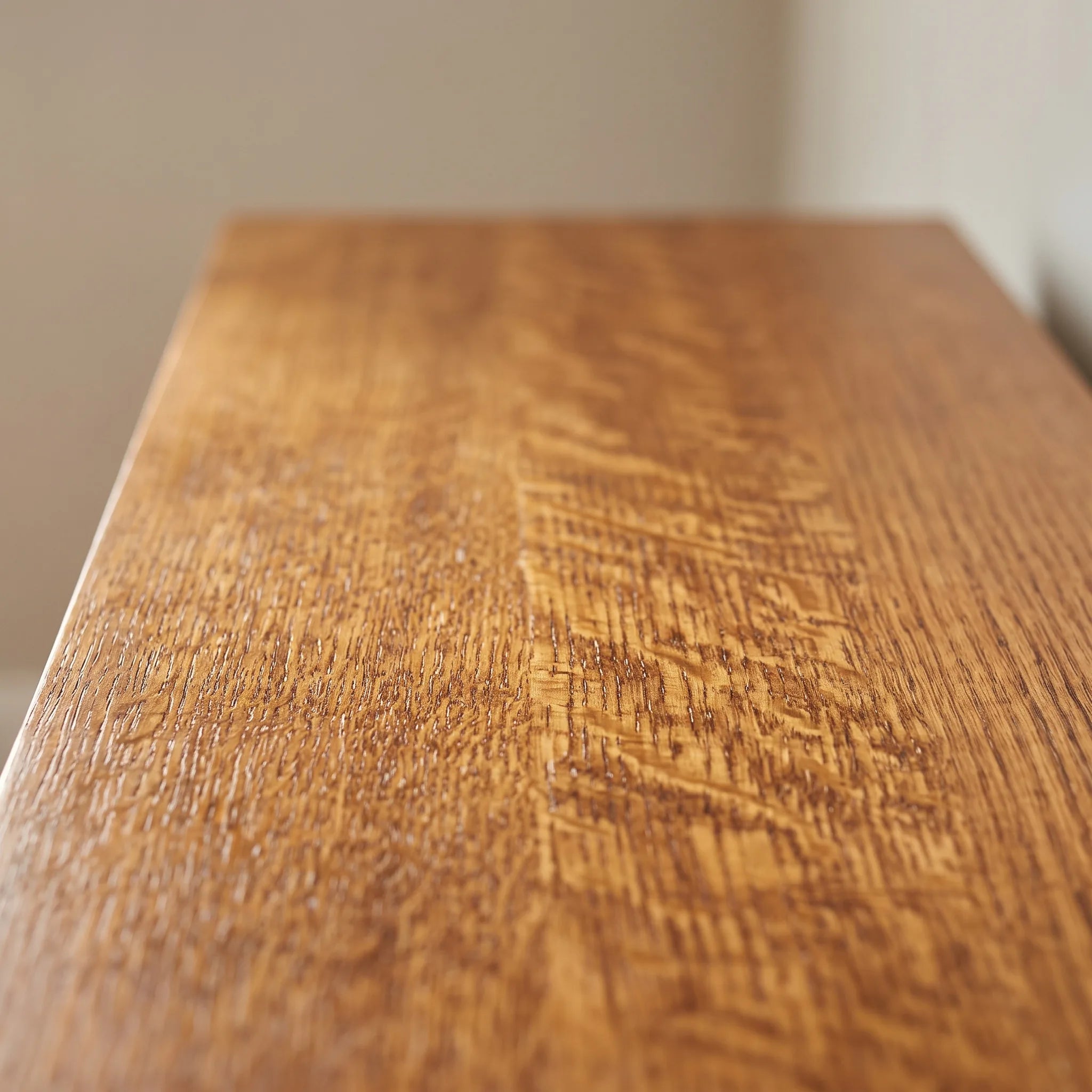 Mission 3-Door Console - Solid Oak — quarter-sawn wood grain detail