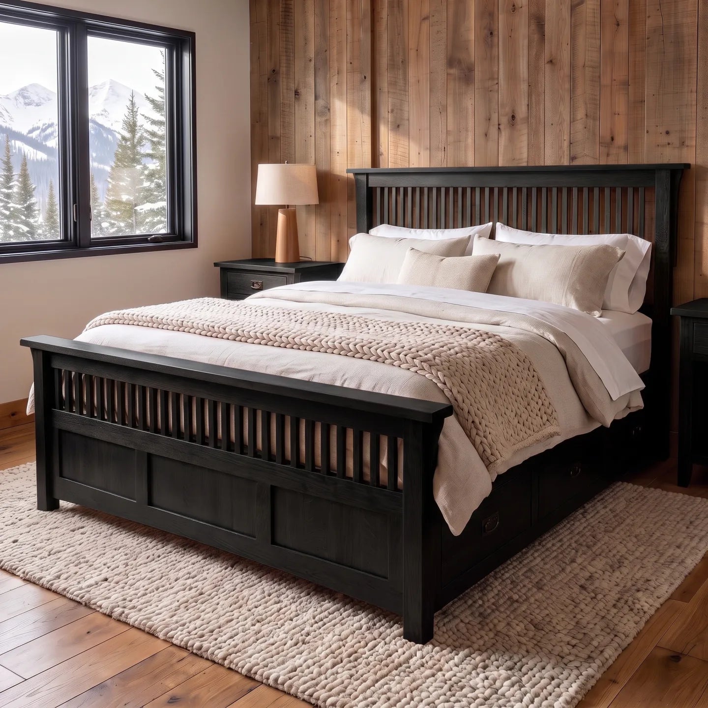 Spindle Platform Bed Frame - Black