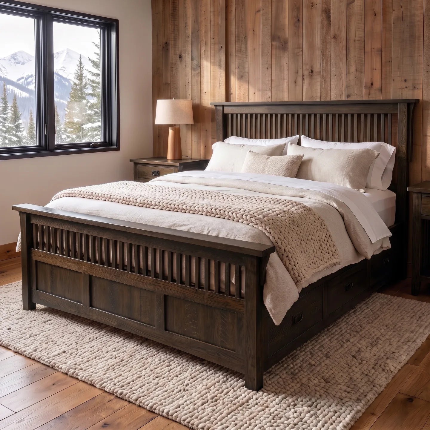 Spindle Platform Bed Frame - Charcoal