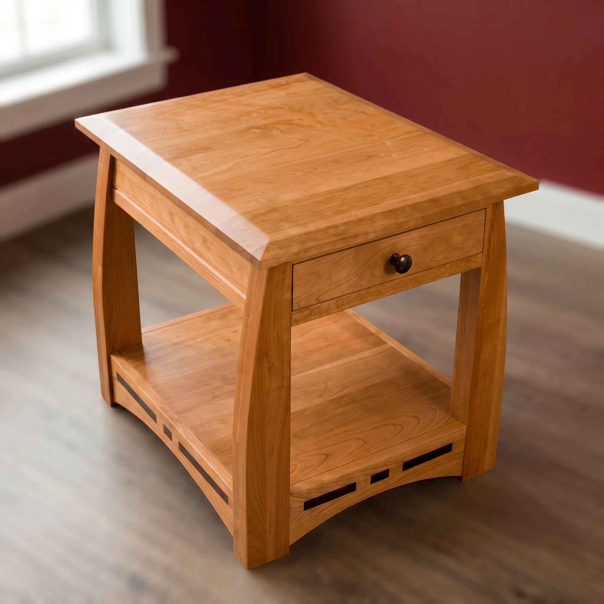 African Inlay End Table - Solid Cherry — top-down view
