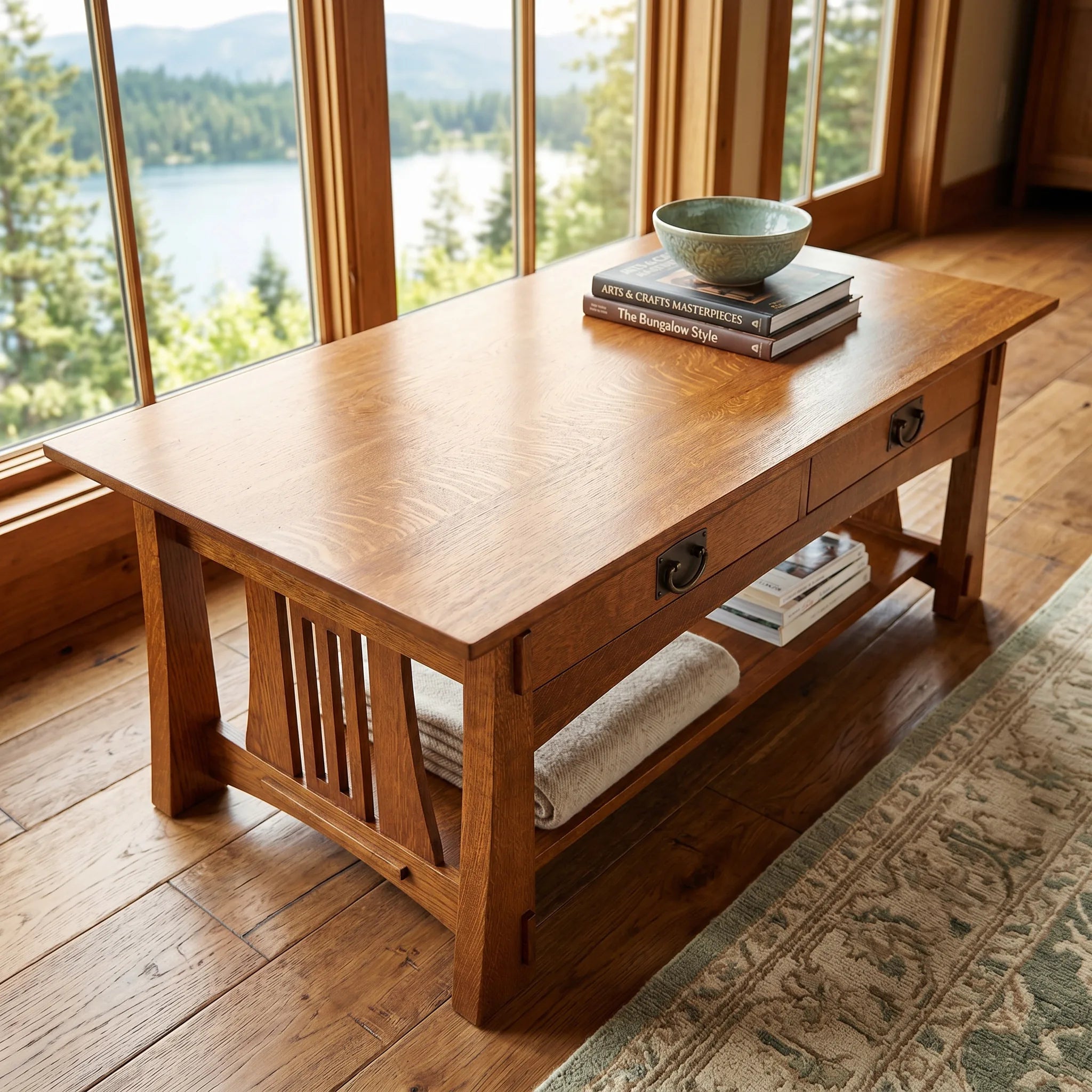Bungalow Coffee Table - Antique Brown — top-down view