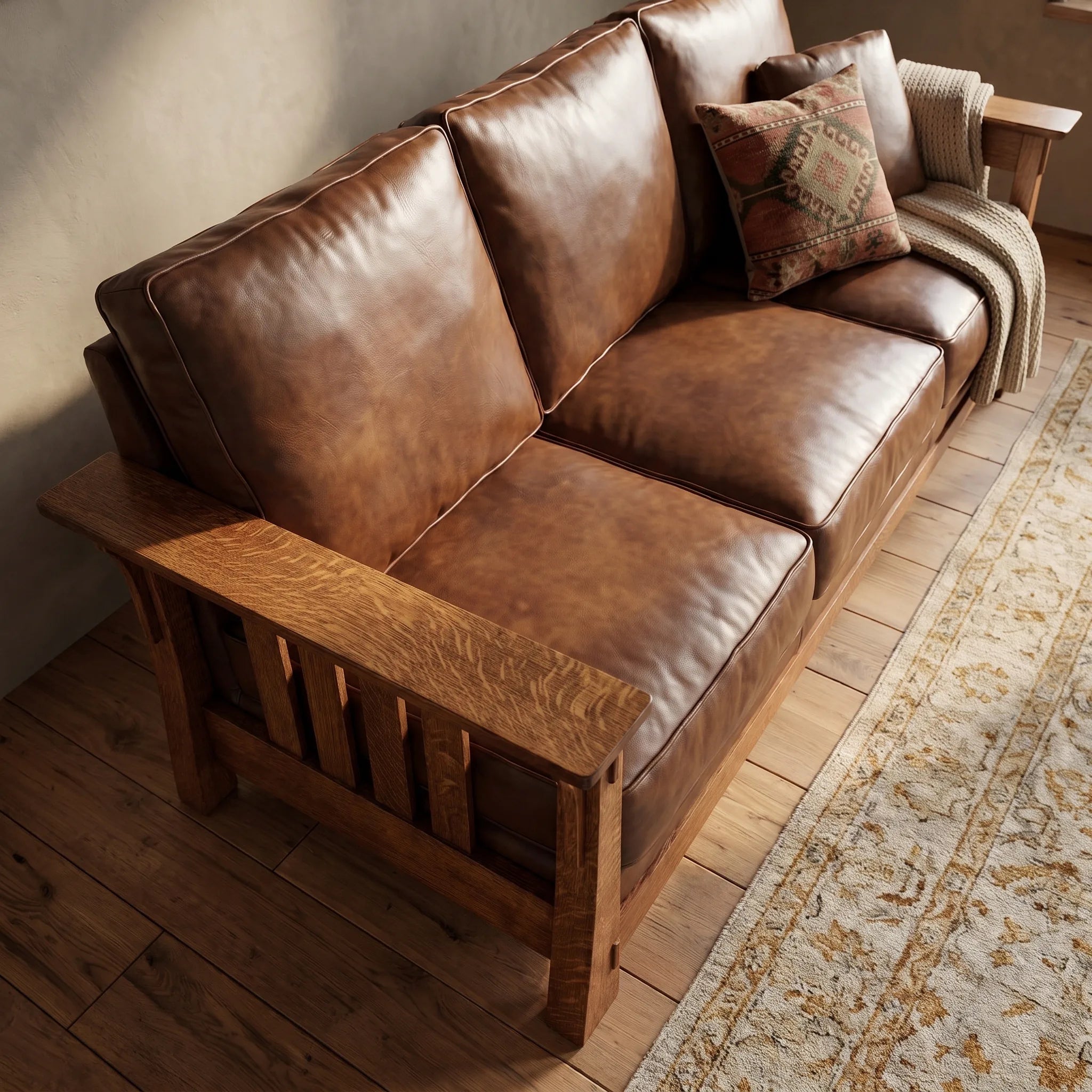 Bungalow Solid Oak Sofa — top-down view
