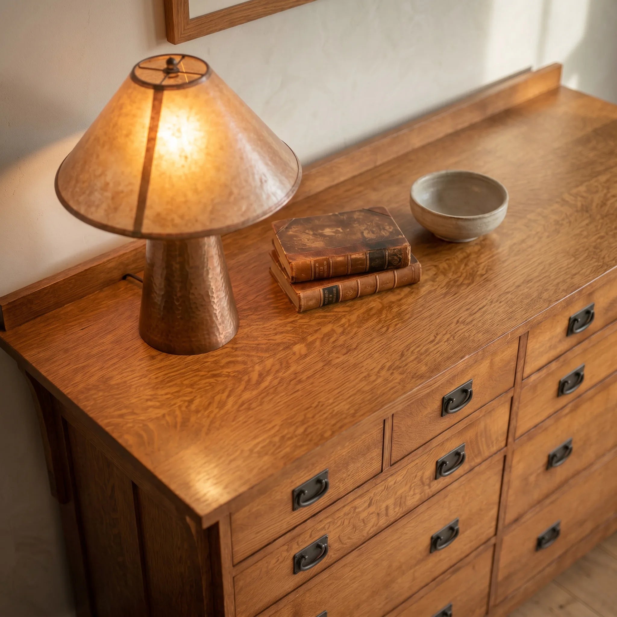 Mission 10-Drawer Dresser - Solid Oak — top-down view